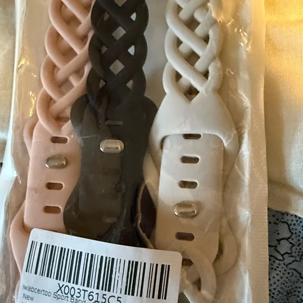 iWatch slim braided silicone watch bands pack of 3 New NWT, pink black and cream